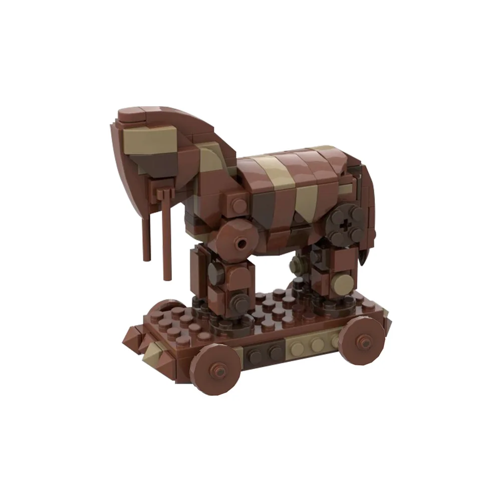 Gobricks MOC Greek Mythology Museum Trojan Horse Building Blcoks Doureioeds Hippos Troy Wooden Horse Bricks Model Toys Gift