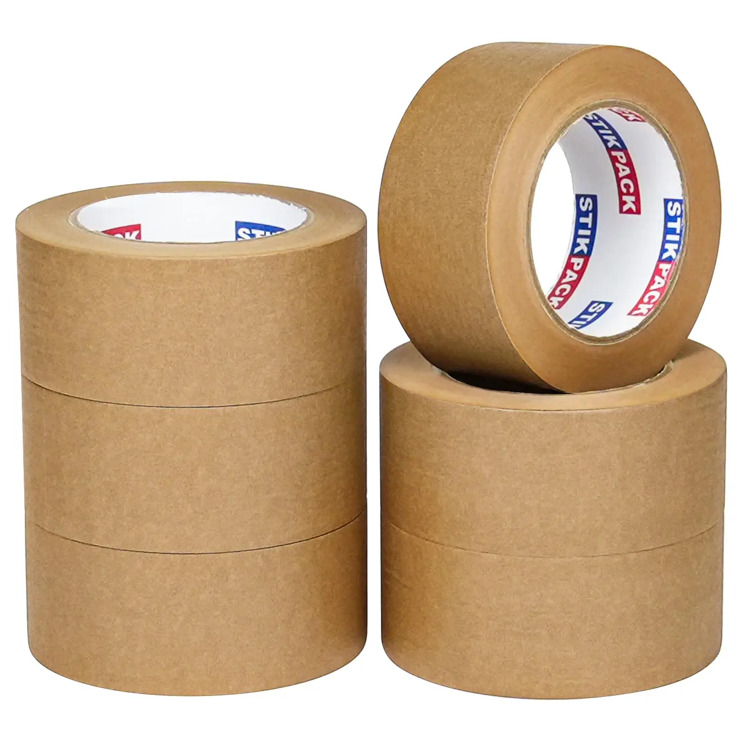 

6 Rolls, Heavy Duty Kraft Paper Tape, 50mm x 50m, Self-Adhesive and Easy to Tear,Eco-Friendly and Biodegradable, Writabl