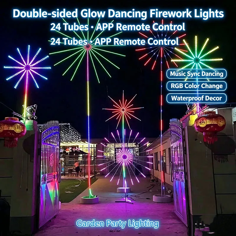 Double‑Sided Luminous Firework LED Light Music‑Triggered Modes for Wedding Event Lighting