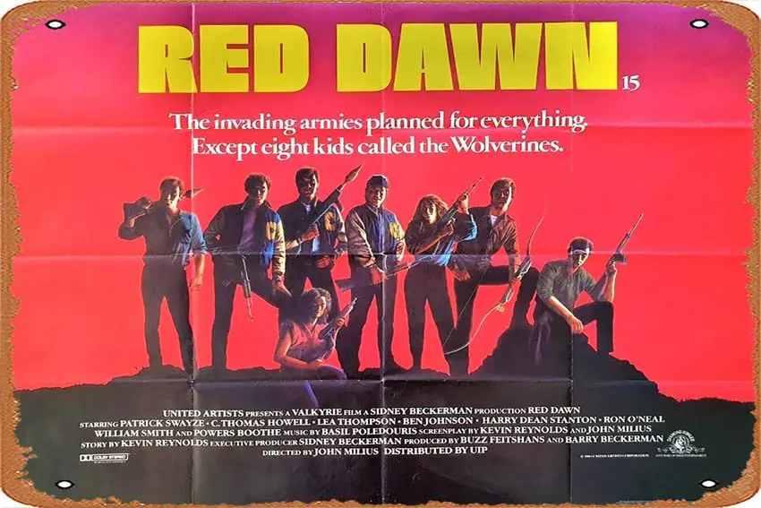 Retro Movie Poster Red Dawn 1984 Tin Sign,Vintage of Classic Old Film Poster Metal Sign TV Bar Gift Karaoke Music Club Restauran