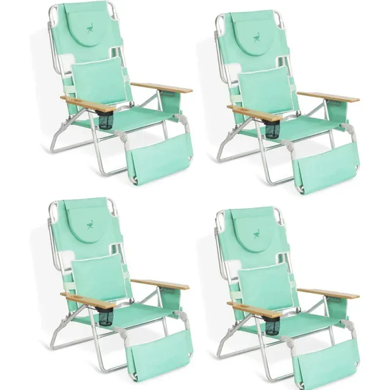

QWDeluxe Мягкий легкий портативный регулируемый уличный складной стул 3-N-1 для лужайки, пляжа, озера, кемпинга, гостиной с подставкой для ног (4 P