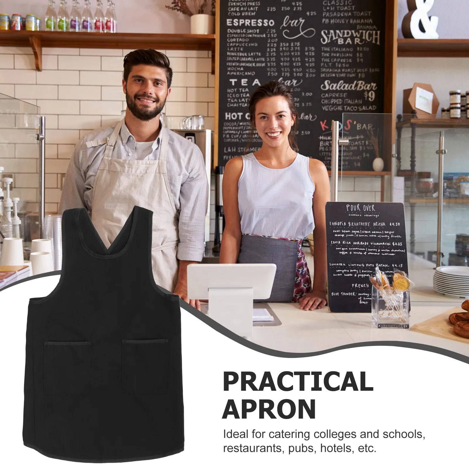 1개입 백 크로스 앞치마 작업복 앞치마 주방 요리 기름 튀김 방지 베이킹 그릴 파티 앞치마 가정용 카페 기름때 방지