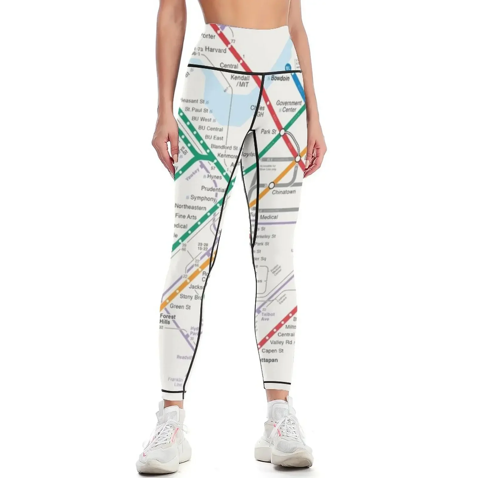 

Boston Area Transport System Map Leggings Sportswear woman gym legings for fitness workout shorts Womens Leggings
