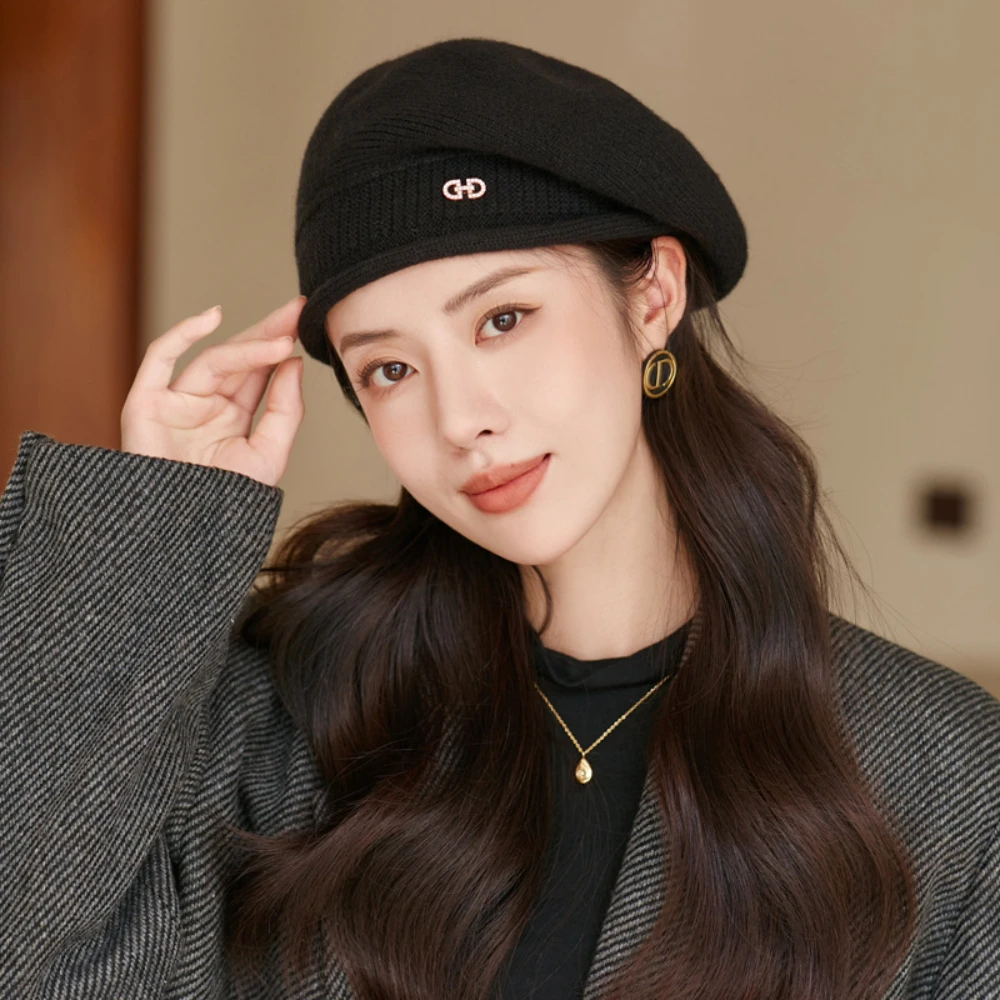 

New Autumn And Winter Wool Beret Women's Solid Color Versatile Knitted Woolen Hat Winter Warm Hat