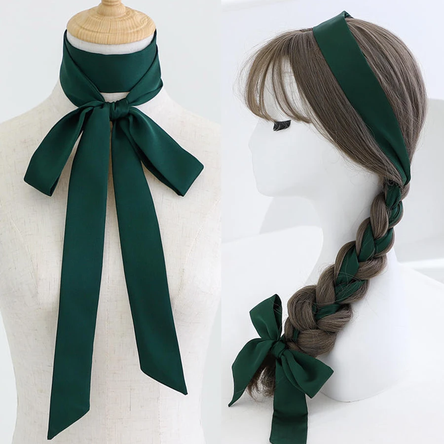 Luxury Silk Skinny Scarf 2024 Fashion Bag Handle Ribbon Ladies Horse Print Headband Small Hair Scarves Band Female