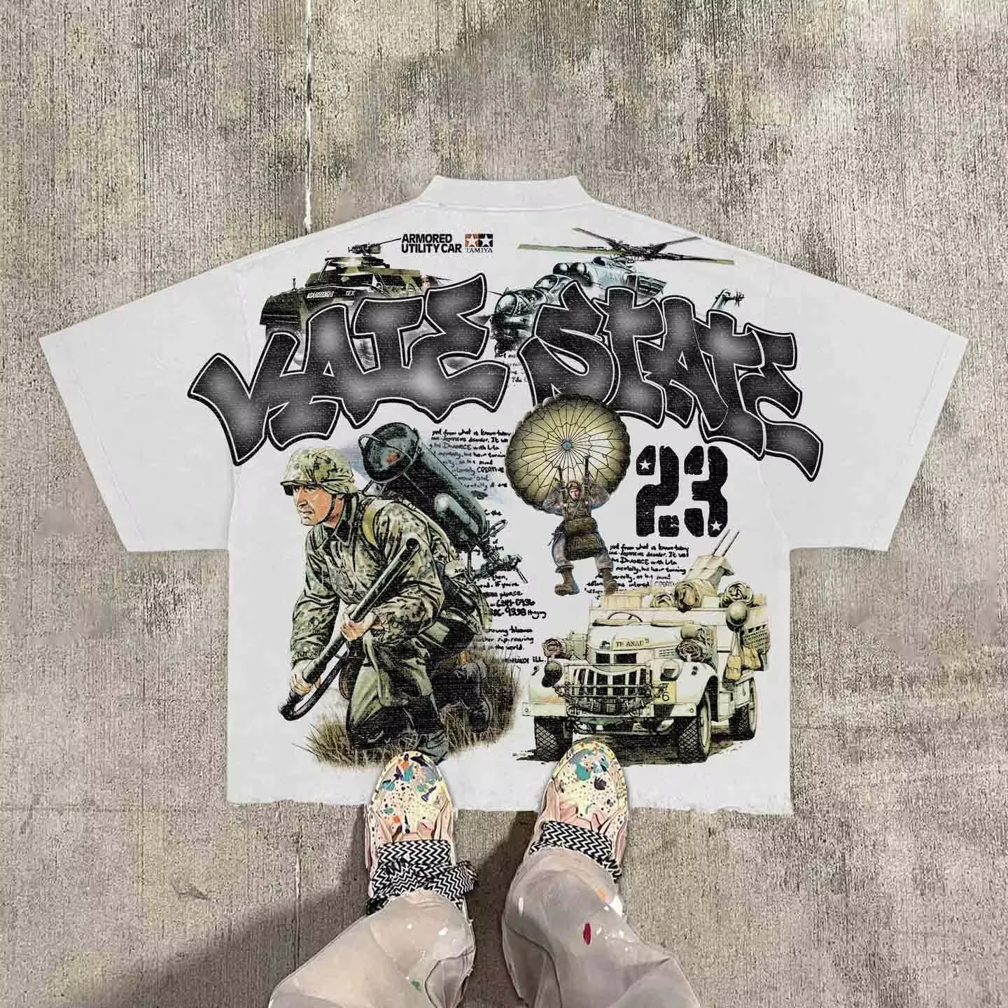 Sopula Vintage Warzone 23 Peace Graphic 100% Cotton T-Shirt Cropped Tees Men's Vintage Casual  graphic t shirts harajuku
