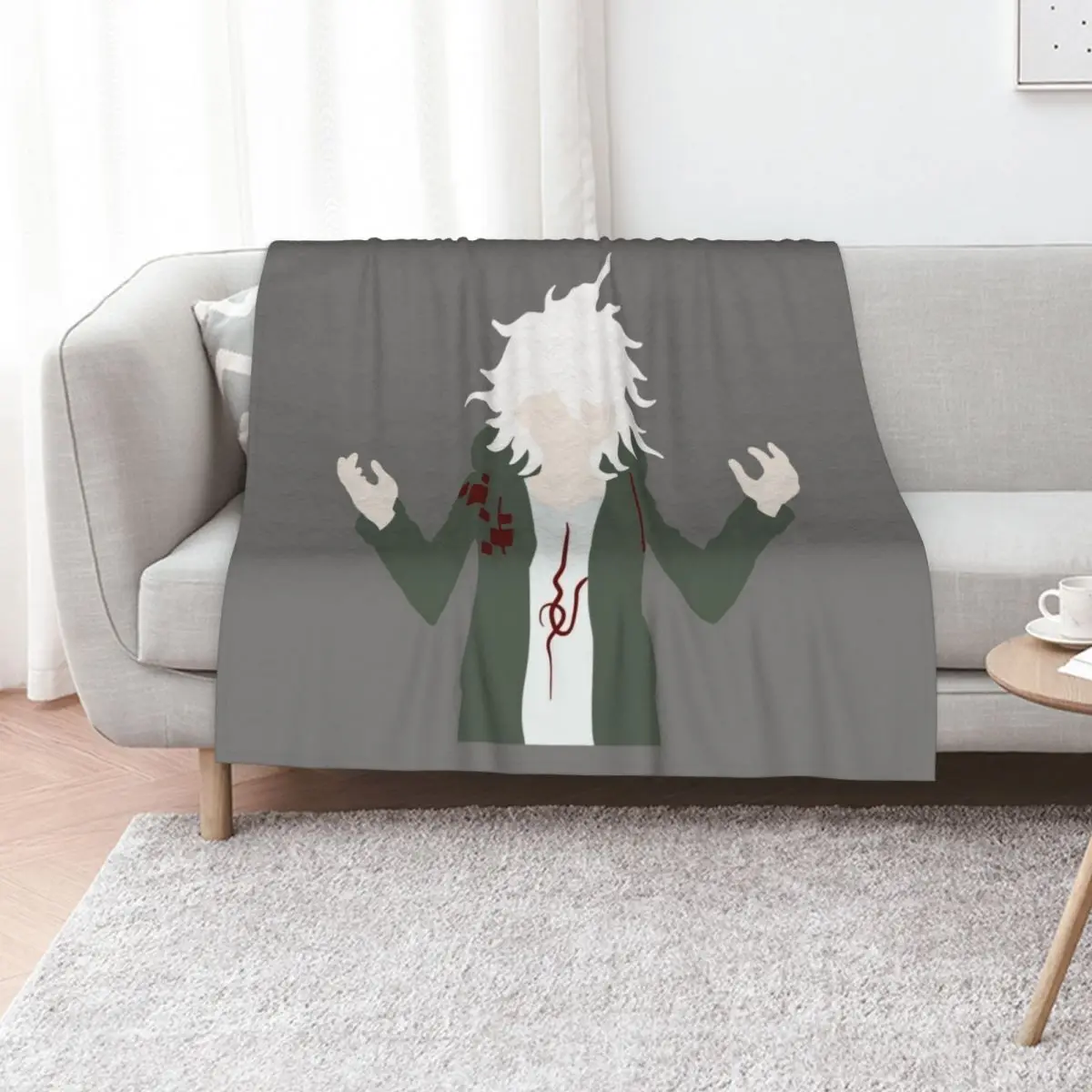 

Minimalistic Nagito Komaeda Throw Blanket Plaid on the sofa Plaid Decorative Throw For Baby Blankets