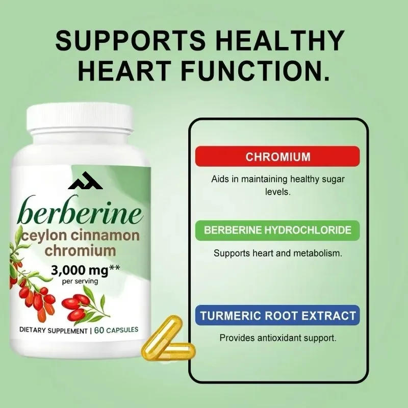 Berberine Capsules, Ginger Root, Ceylon Cinnamon Chromium, 3000 Mg Per Serving, Antioxidant Metabolism, Health Support