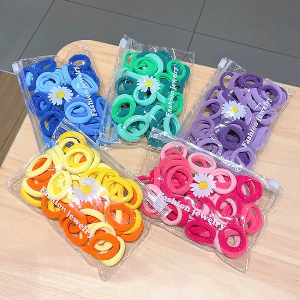 100 PCs Thumb Hair Ring Seamless Towel Ring Not Hurt Hair High Elasticity Rubber Band Cute Leather Band Girls Basic Headband