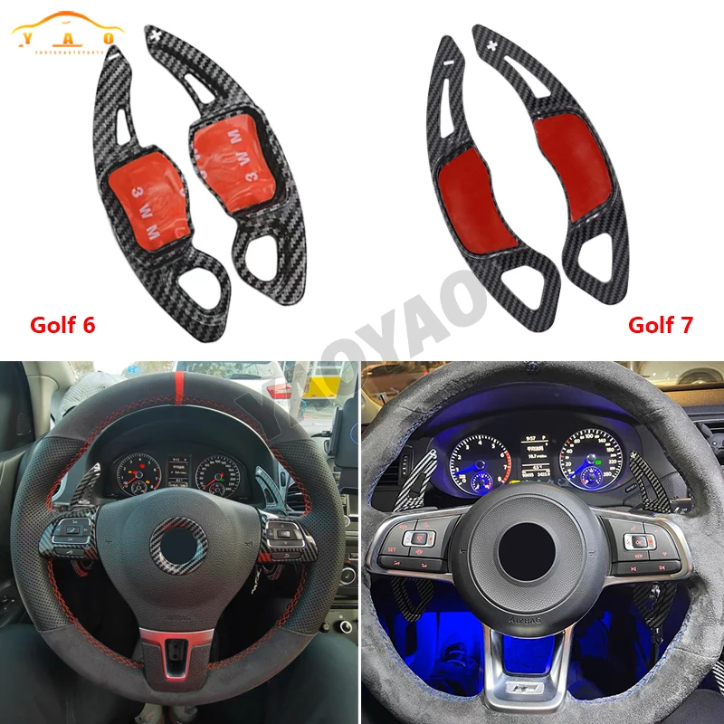 For Volkswagen VW Golf 7 Golf 6 GTI ABS Carbon Fiber Car Steering Wheel Shift Paddle Extension