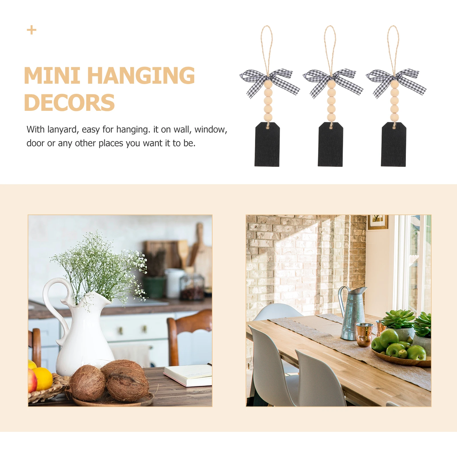

10 Pcs Wooden Bead Chain Pendant Blackboard Tags Chalkboard Decorative Labels Decorate Hanging Labeling