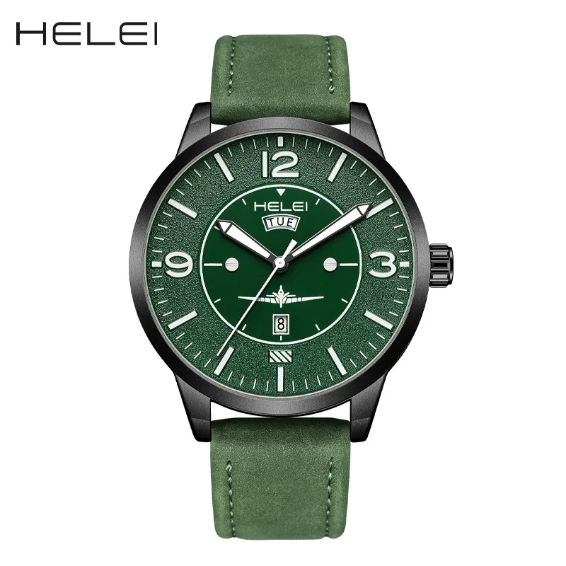 HELEI Cross-Border New Large Dial Quartz Watch Men's Sports Wind Pilot Series Watch