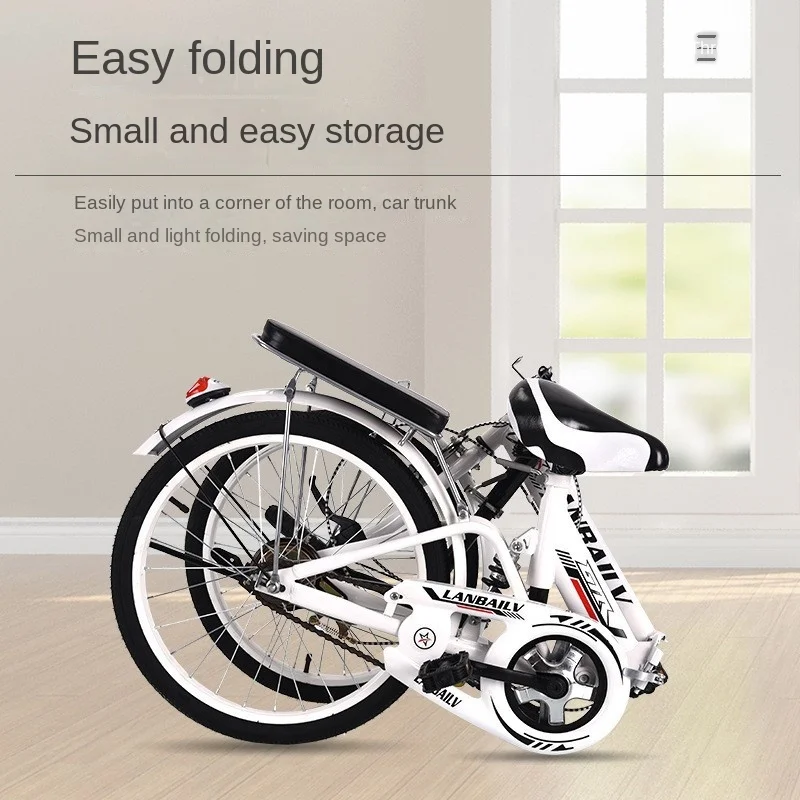 Ultra Portable Folding Bicycle for Men and Women Shock Absorption Mini Bike for Adult Children's Student Bike 16 Inch 20 Inch