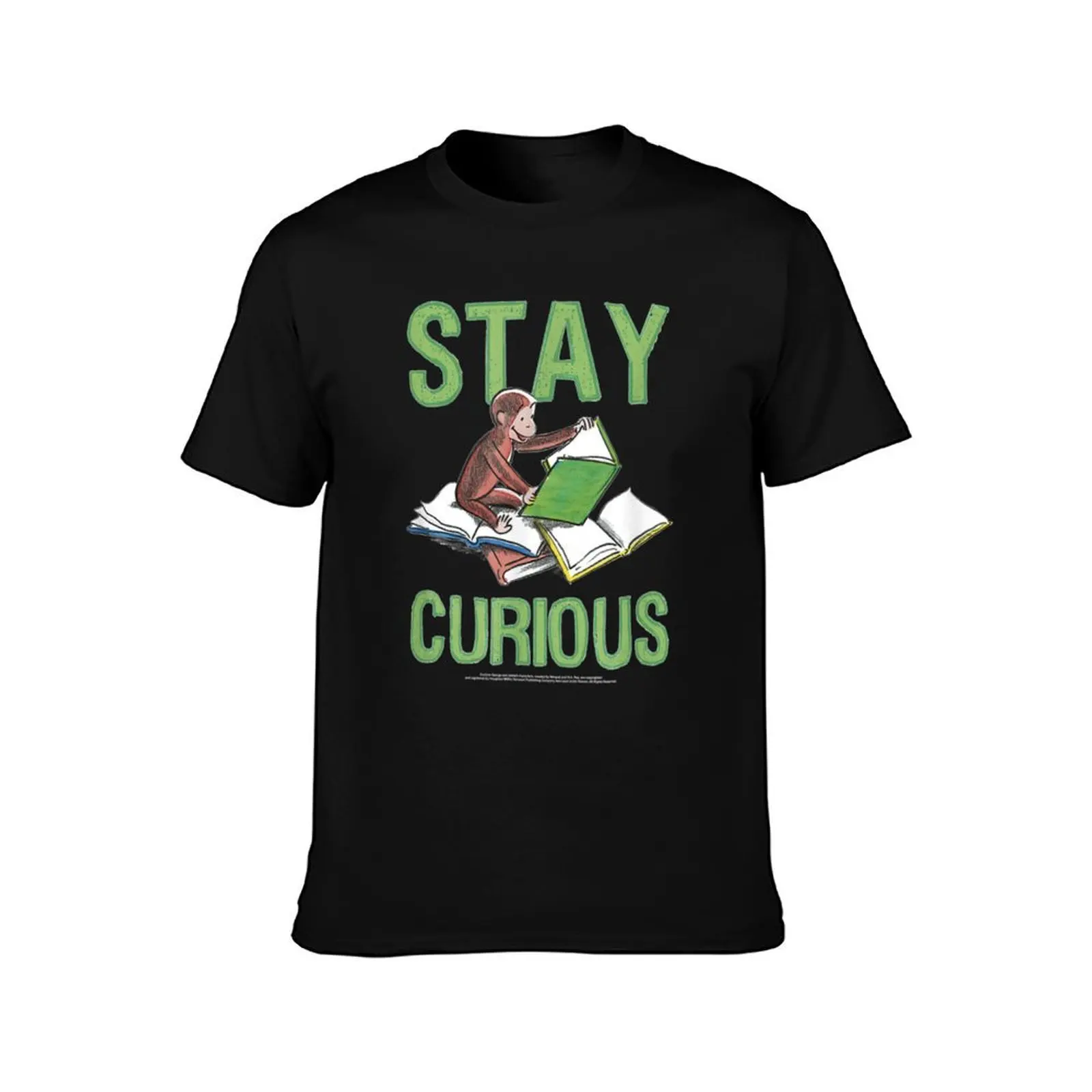 Curious George Stay Curious Reading Portrait T-Shirt Plus Size Summer Casual T-Shirt