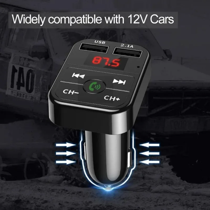 Car Bluetooth Receiver FM Transmitter Wireless Audio Adapter Hands Free MP3 Player Dual USB Fast Car Charger Bluetooth Car Kit image 6