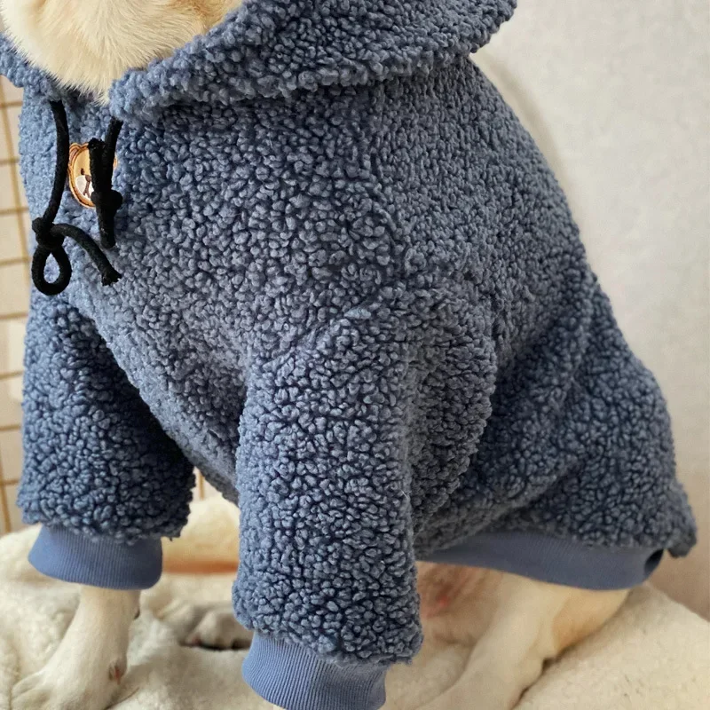 Dog Hoodie Jacket Winter Warm Pet Clothes for Medium Large Dogs Fleece Dog Jacket with Hat Cute Plain Dog Winter Thick Clothes