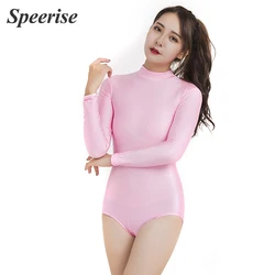 Women Ballet Leotard Bodysuit Spandex Adult Nylon Dance Practice Clothes Long Sleeve Gymnastics Wear Rear Back Zip Breathable
