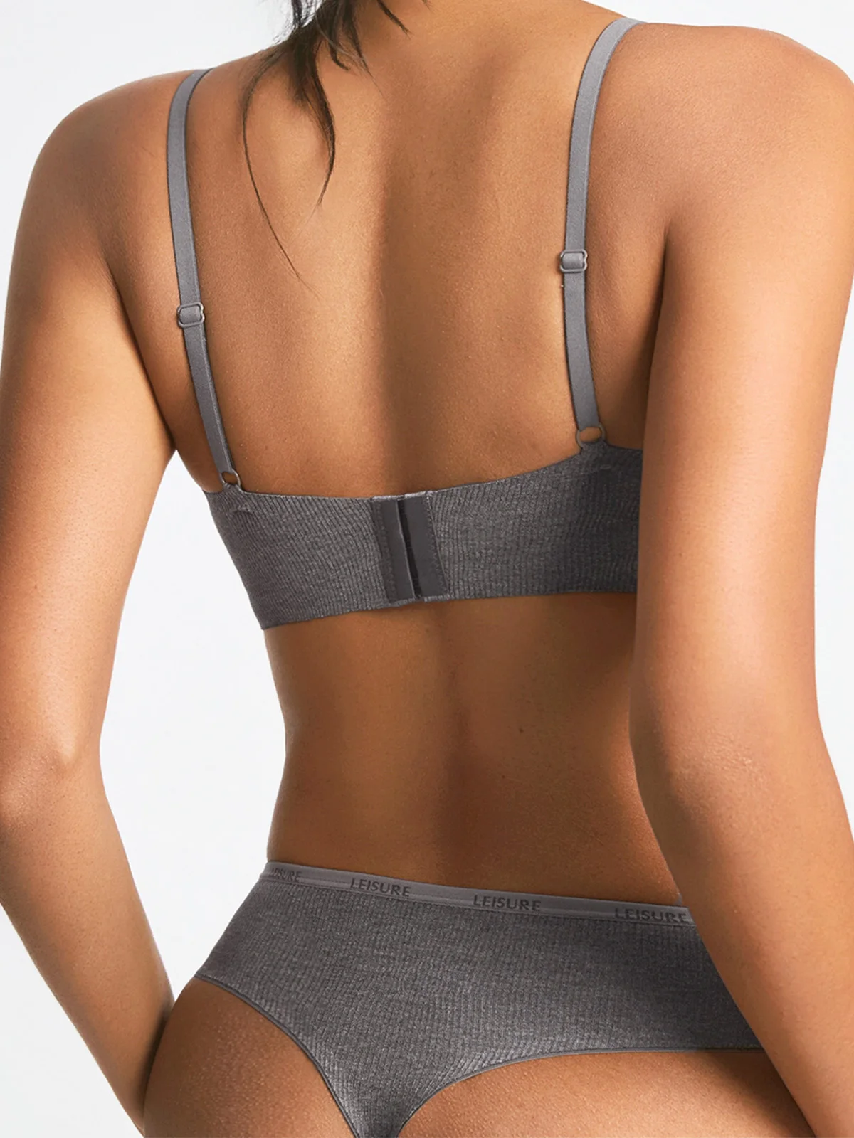 Daily Minimalist Style Without Steel Rings, Ribbed Bra, Skin Friendly, Zero Restraint, No Trace Underwear For Women