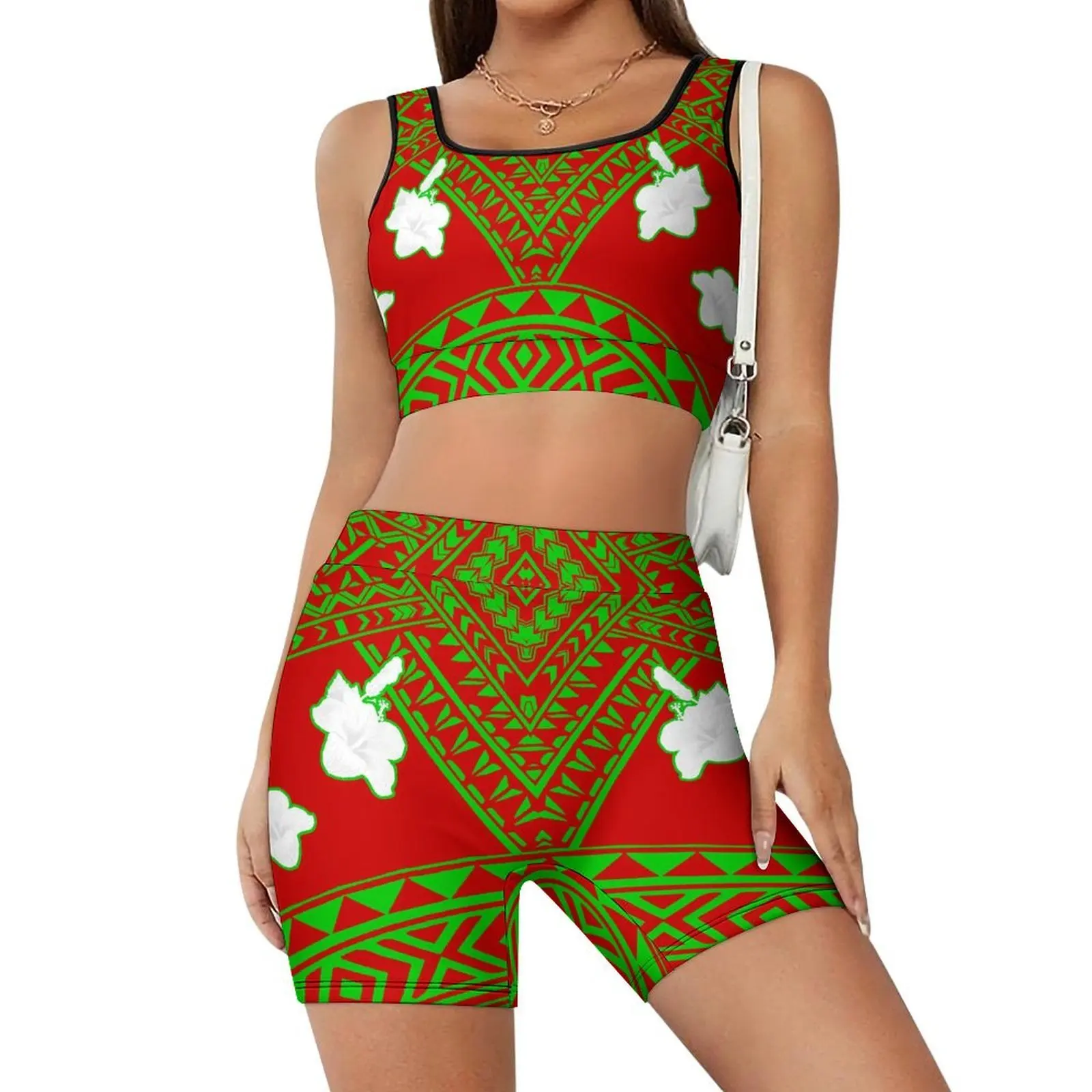 Feiji Island Print Women'S Yoga Wear Set: A Set Of Two Comfortable Yoga Sportswear And Customizable Pilates Training Wear