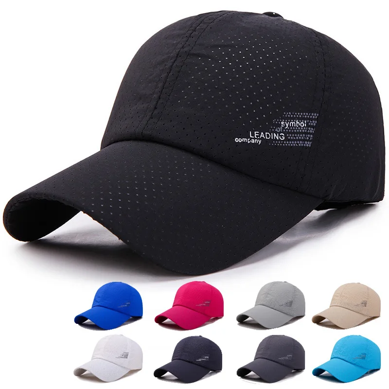 Nowa męska damska letnia czapka z daszkiem szybkoschnąca czapka Unisex oddychająca sportowa w czystym kolorze czapka typu Snapback czapka