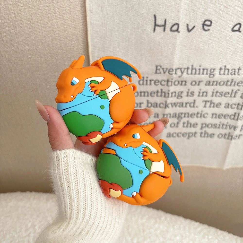 3D Pocket Monsters Pokemon Charizard Earphone Case For Airpods 4 2 3 1 Pro 3 2 Wireless Bluetooth Headset Protective Hard Cover