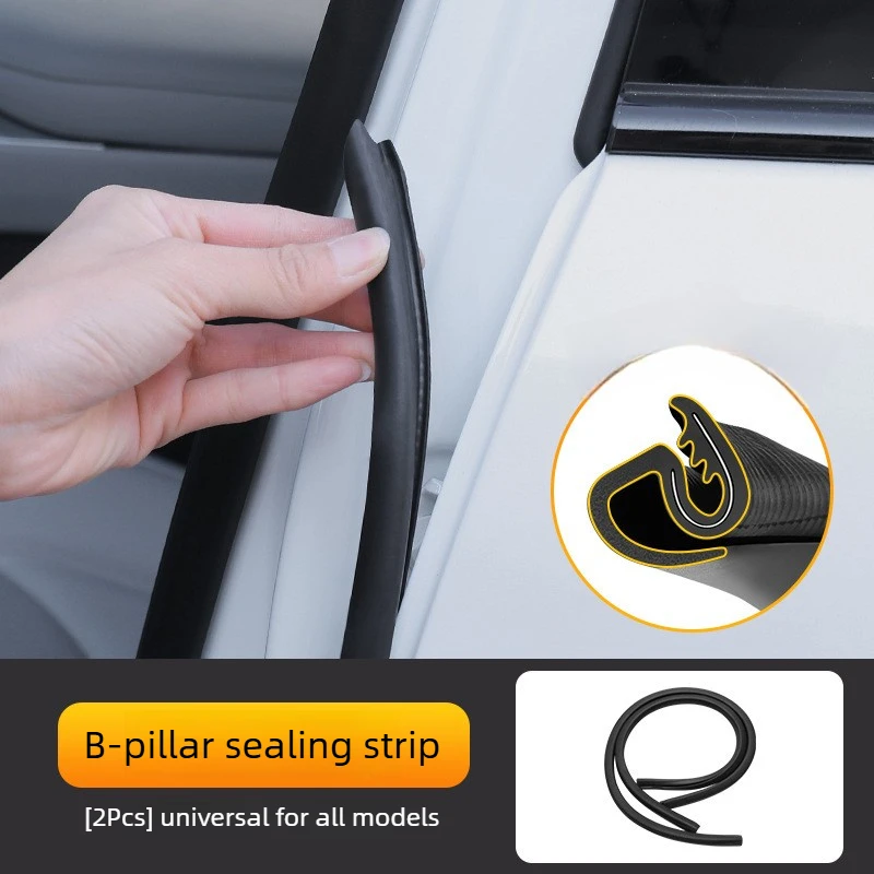 Sound Insulation Sealing Strips 1Pair Car B-pillar Sealing Strip with Steel Bar Car Door Edge Seal Strip Car Rubber Weatherstrip