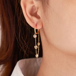 ENFASHION Pendientes Zircon Drop Earrings For Women Trendy Stainless steel Gold Color Earrings Fashion Party Jewelry E231501