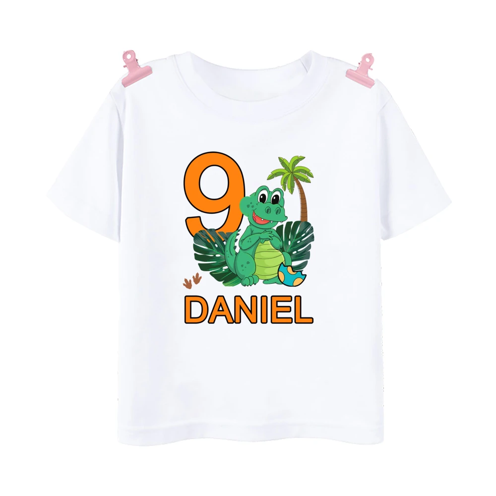 Gepersonaliseerde Kinder Verjaardagsshirt Dinosaurus Met Naam 1-9 Verjaardag T-Shirt Wild Tee Jongens T Shirts Dino Thema Feest Outfit Tops