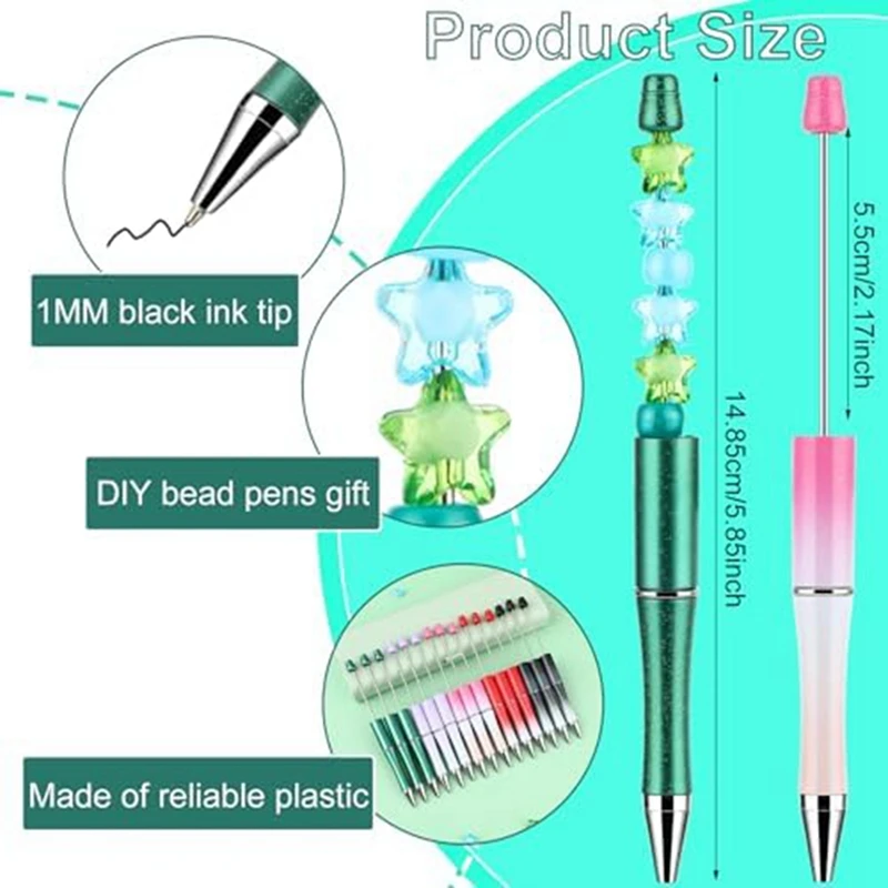 Caneta Beadable Recargas Adequado para Crianças e Estudantes, Material Escolar e Escritório