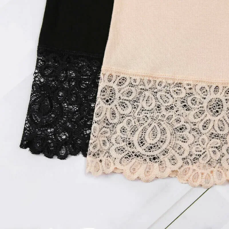 Women Elastic Safety Underwear Sexy Lace Panties Anti Chafing Under Shorts Pants Mid Waist Seamless Soft Cotton Panties For Lady