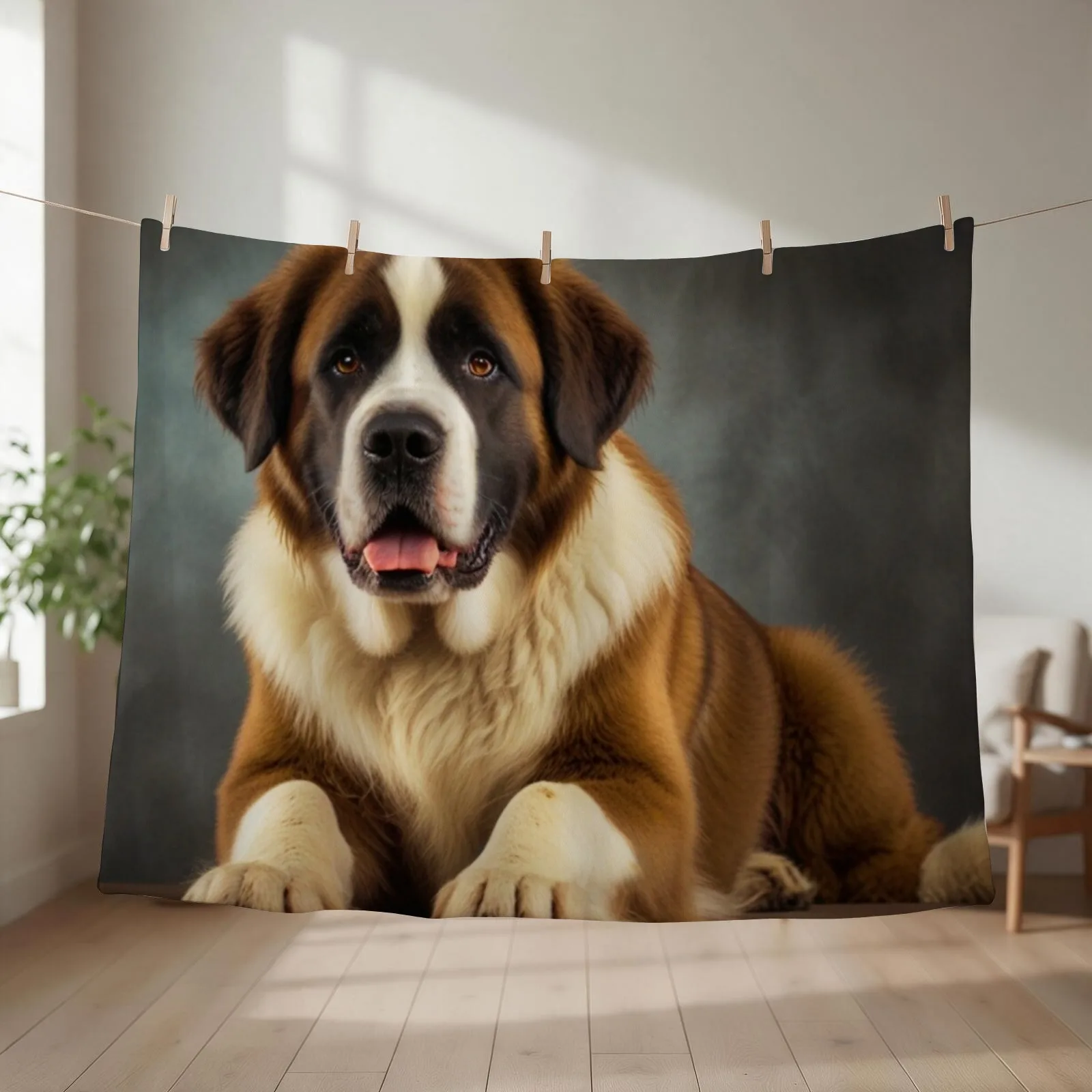 Saint Bernard Portrait Throw Blanket