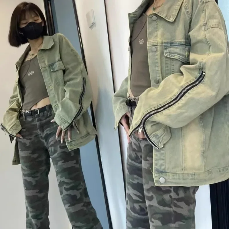 Women's Denim Jacket Loose Jean Coats Long-sleeved Outwear Korean Top Fashion Single Breasted Casual Coat Lady Spring Autumn New