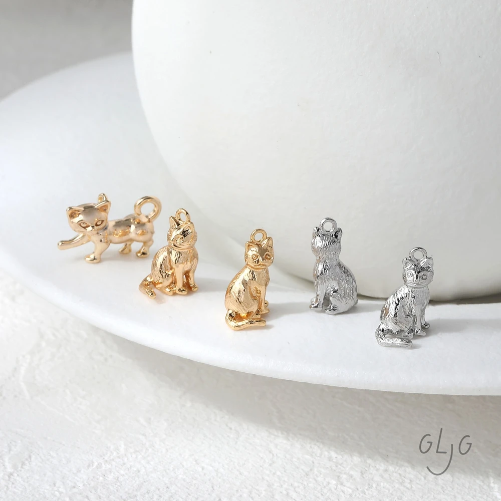 

4 шт., 18-каратное позолоченное изысканное милое кошачье кулон, ювелирные изделия, принадлежности для самостоятельного изготовления, ожерелье, материал ручной работы, аксессуары, фурнитура