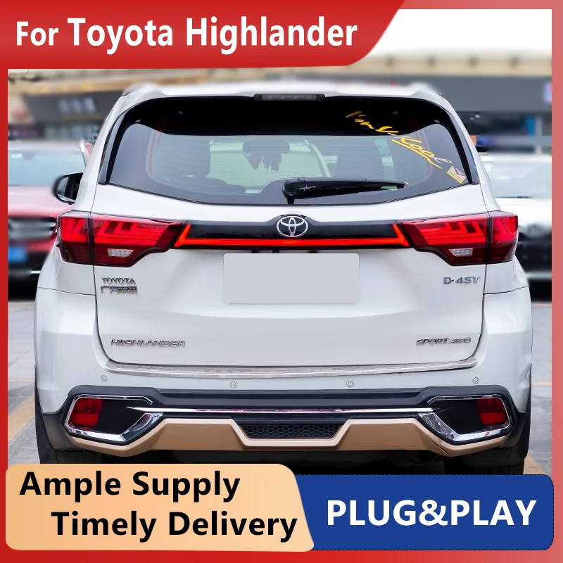 

Led Through Tail Light For Toyota Highlander 2015-2021 Through Trunk Rear lamp LED Dynamic turn signal Rear Bumper Taillights