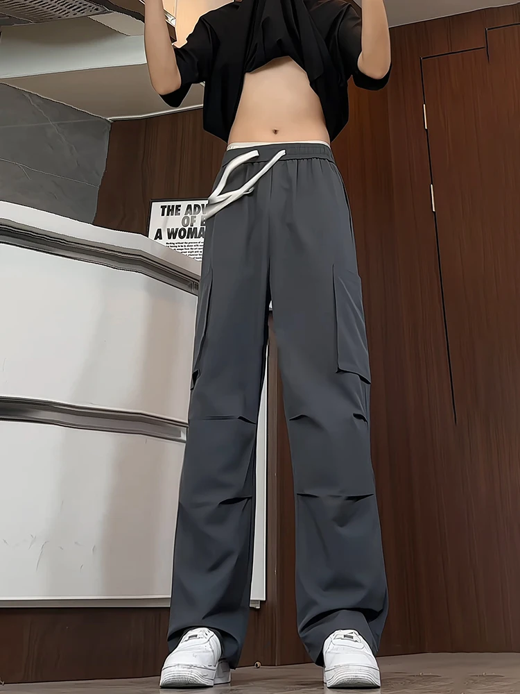 

Deep ey Paratrooper Workwear Pants Men's Summer Large ket Ice Silk Qui Dry Wrinkle Resistant American Sle Tactical P...