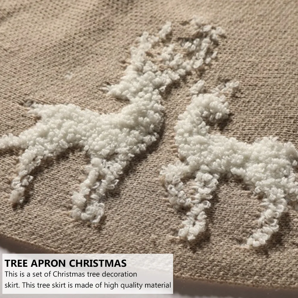 

Christmas Tree Skirt 3D Deer Pattern Knitting Wool Xmas Decor For Holiday Party Home Hotel Winery Tree Bottom Cover Ornaments