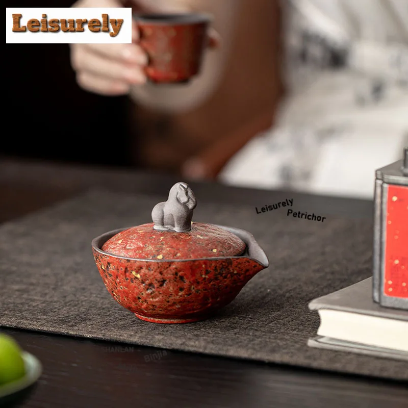 100 مللي رش الذهب الحصان الصغير إبريق الشاي الأحمر الشاي التقليدي المساعد على التحلل وعاء صنع الشاي غلاية مع مصفاة لملحقات الشاي الحرفية