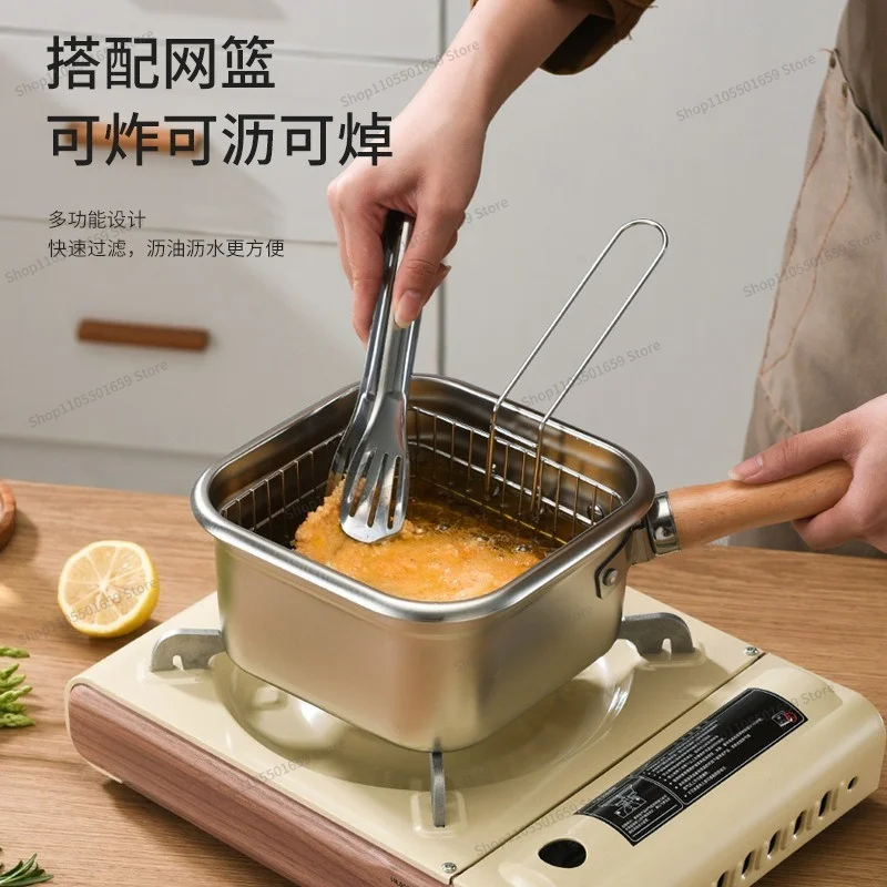 For Stainless Steel Square Pot, Household Milk Pot Cooking Noodle Pot, Outdoor Portable Pot