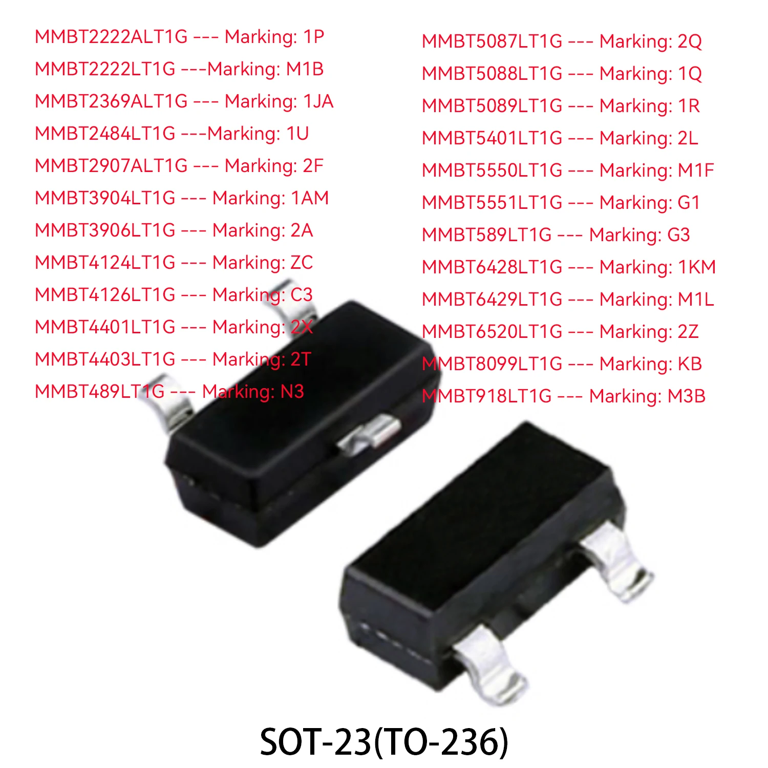 Transistor BJT Original SOT23 SOT-23 TO236 1P M1N 1JA 1U 2F 1AM 2A ZC C3 2X 2T N3 2Q 1R 2L M1F G3 1KM M1L 2Z KB M3B MMBT22