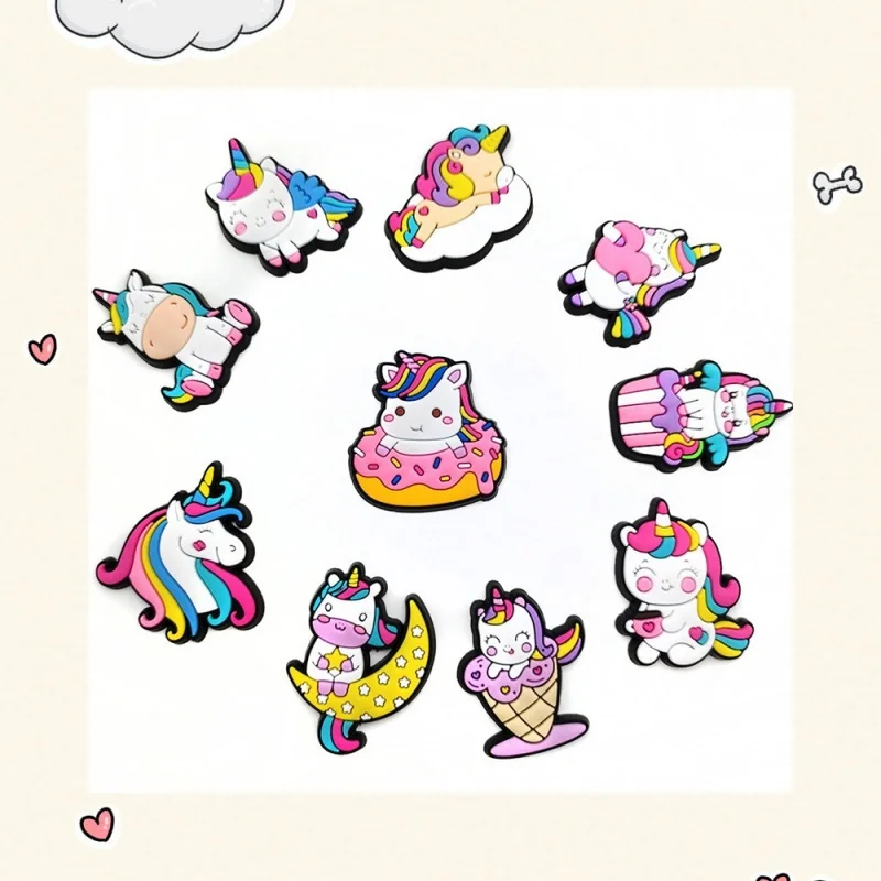 

10Pcs unicorn shoe charms PVC shoe accessories Garden shoe decorations for shoe charms Buckle Unisex Gifts Cartoon Shoe Accessor