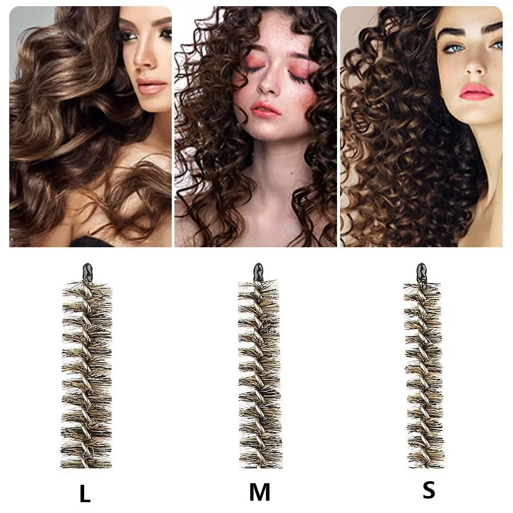 Boar Bristle Mini Curling Comb Solid Wood Handle Antistatic Properties Wooden Hair Rollers Spiral Teeth Volumizing Effect