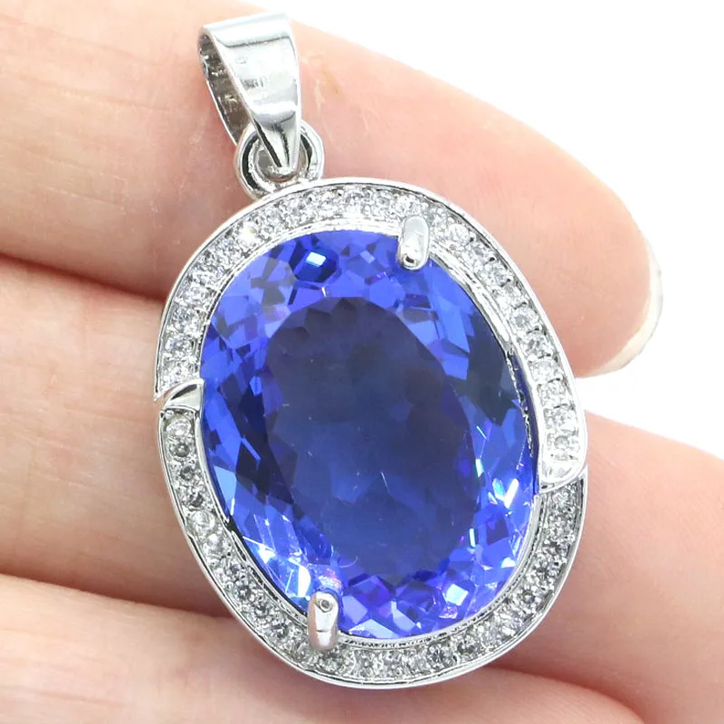 8g Real Customized 925 Solid Sterling Silver Pendant Fantastic Violet Tanzanite Real Red Ruby Blue Sapphire Green Emerald CZ Lad