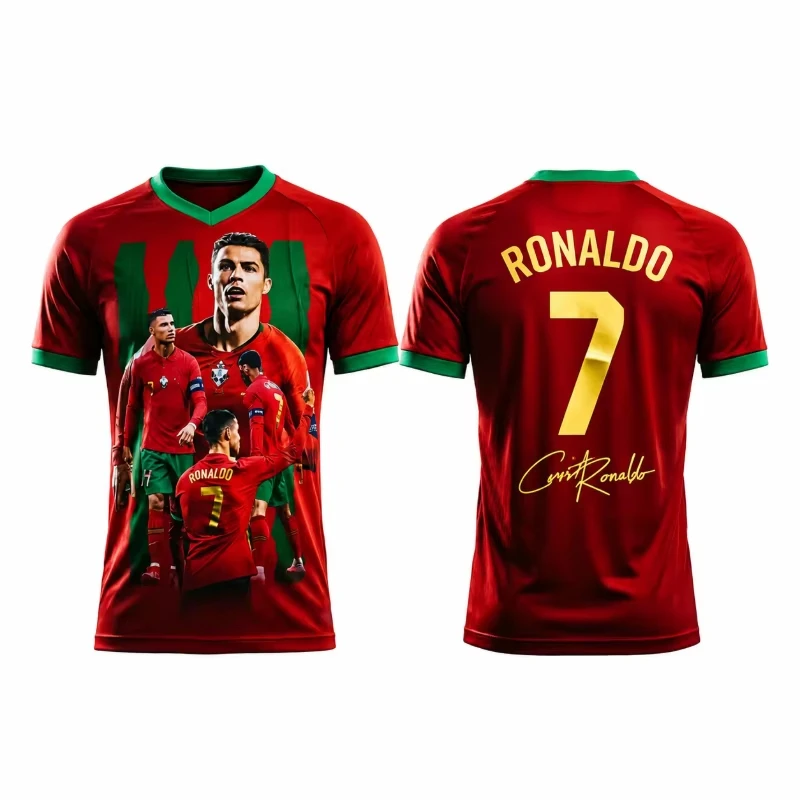2026 Ronaldo No.7 Fan Commemorative Edition No.7 Football Jersey 3D Sports T-Shirt Suitable for Both Adults and Children