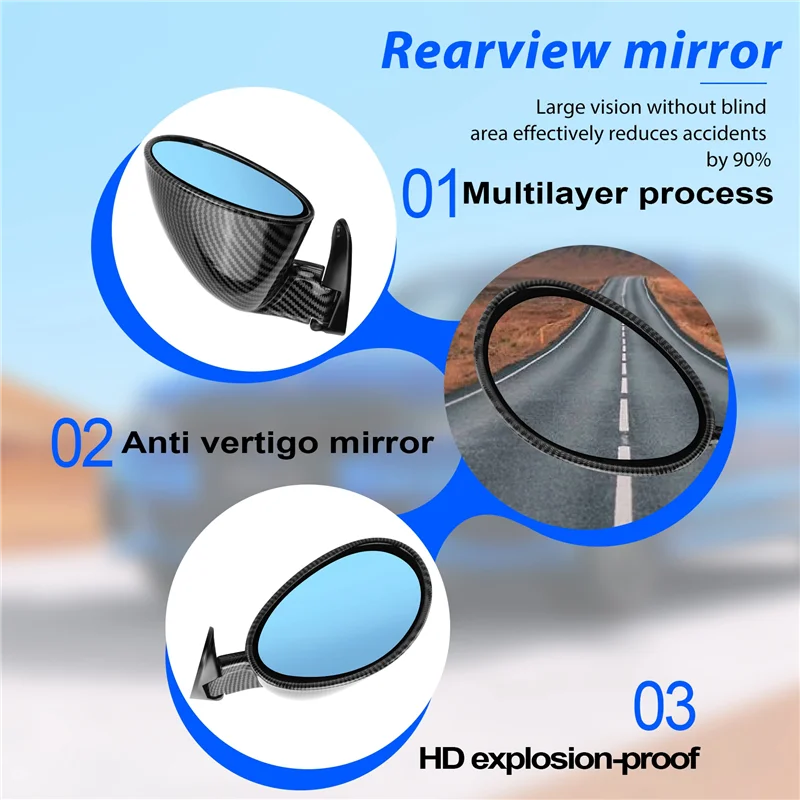 

California Style Left & Right Car Classic Retro Door Wing Side Mirror Rearview Vintage Matte Universal Carbon Fiber Look