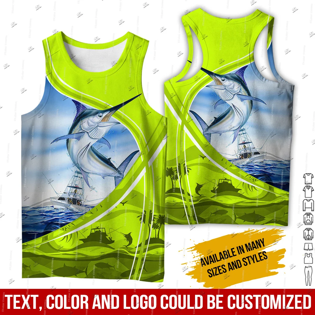 Custom Name Marlin Bass Fishing Reaper Fish Camo Graffiti 3DPrint Summer Harajuku Men's Top Casual Sleeveless TankTop Vest A2