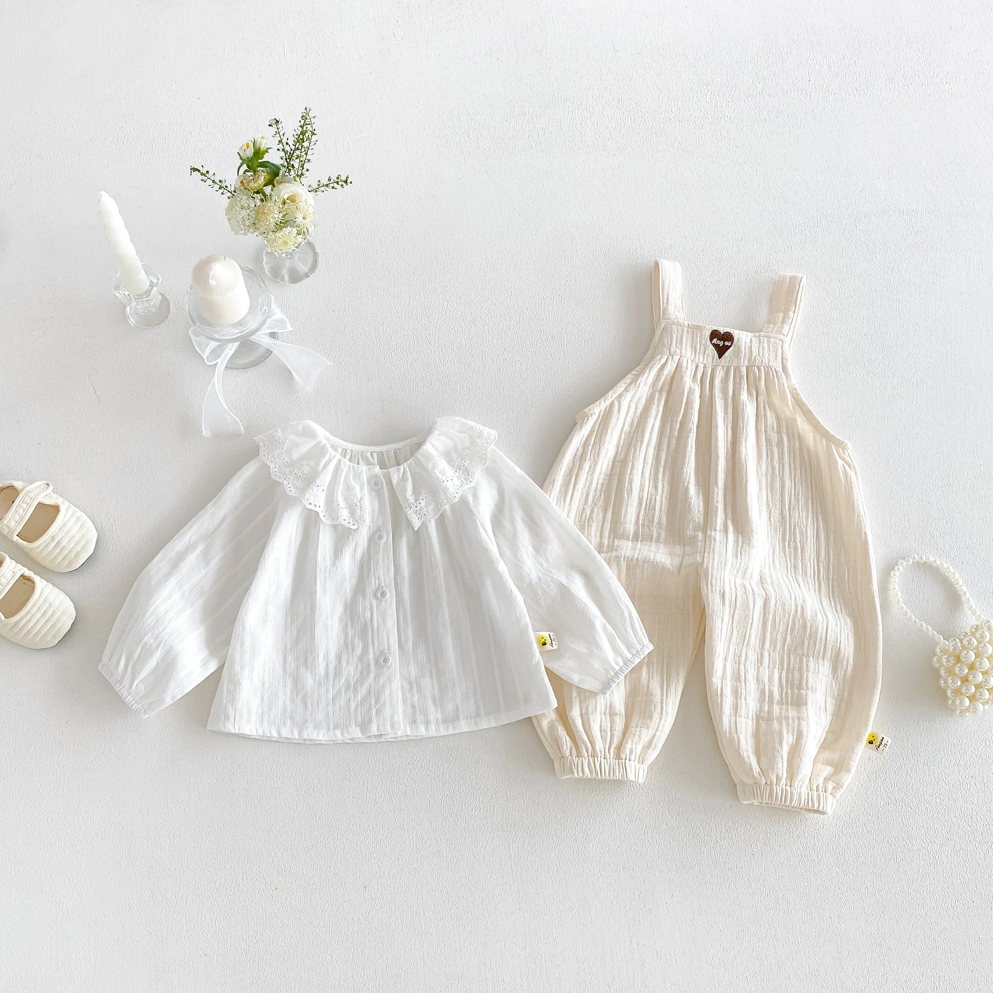 2026 Fall Korean-style baby Carrier Pants for Girls with Embroidered Heart, Stylish Casual Trousers