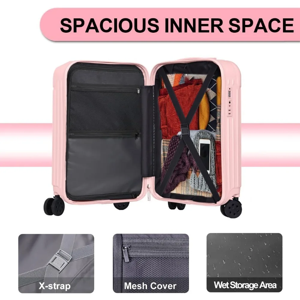 28 Inch Hardside Spinner Luggage with USB Port, Cup Holder, TSA Lock, and PC+ABS Material for Travel