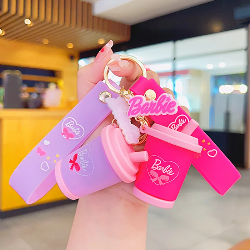 Dream Purple Pink Series Milk Tea Cup Keychain Cartoon Simulation Drink Can School Bag Car Keyring Charm Pendant for Women Girls