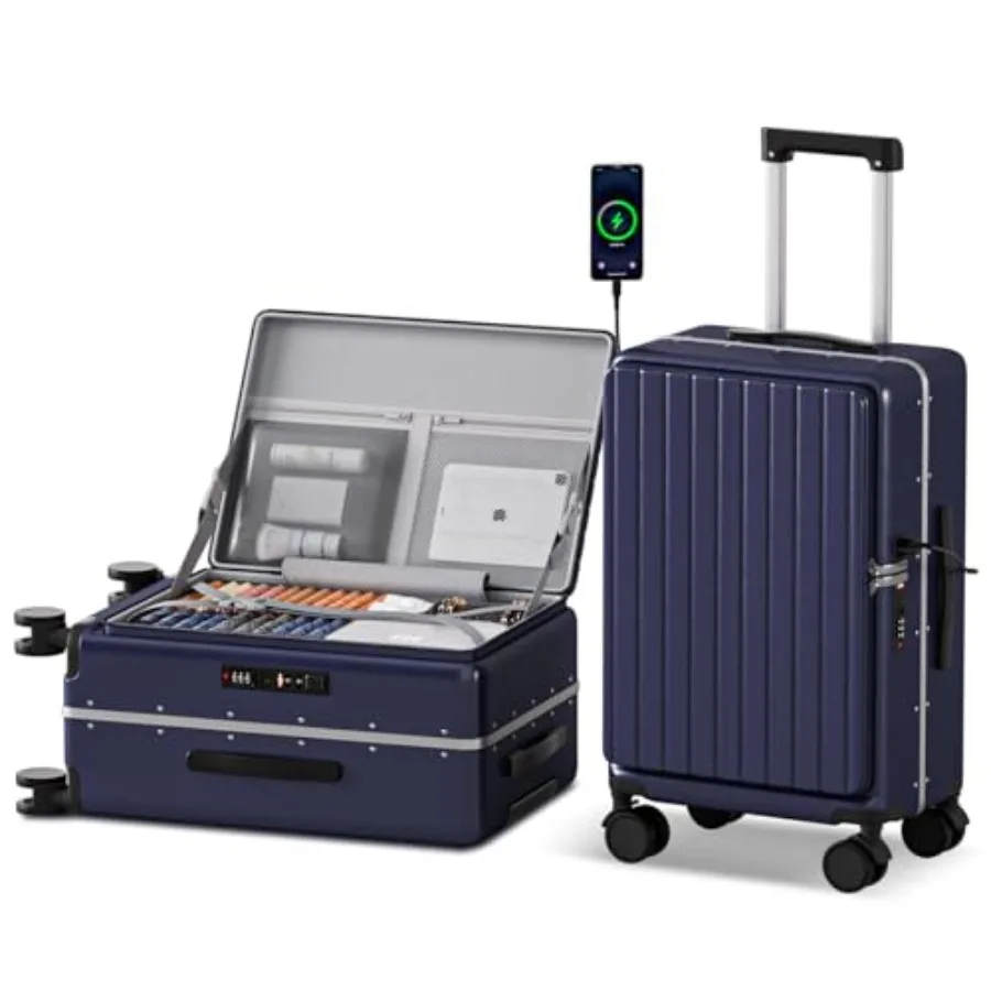 

SKYROMER 20 Inch carry on luggage 22x14x9 airline approved Hard Shell Spinner Suitcase Top Opening Aluminum Frame Travel Luggag