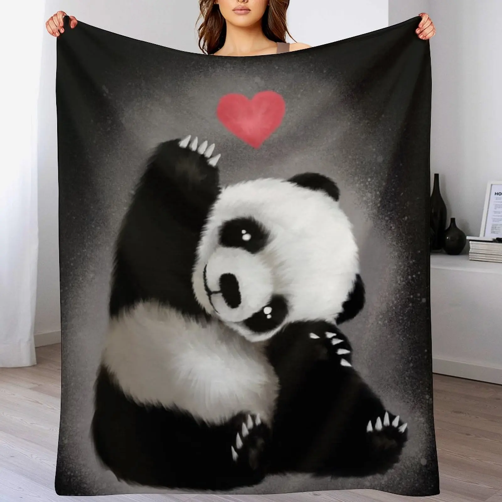 Panda Love Throw Blanket Blankets Sofas Of Decoration Polar heavy to sleep Blankets